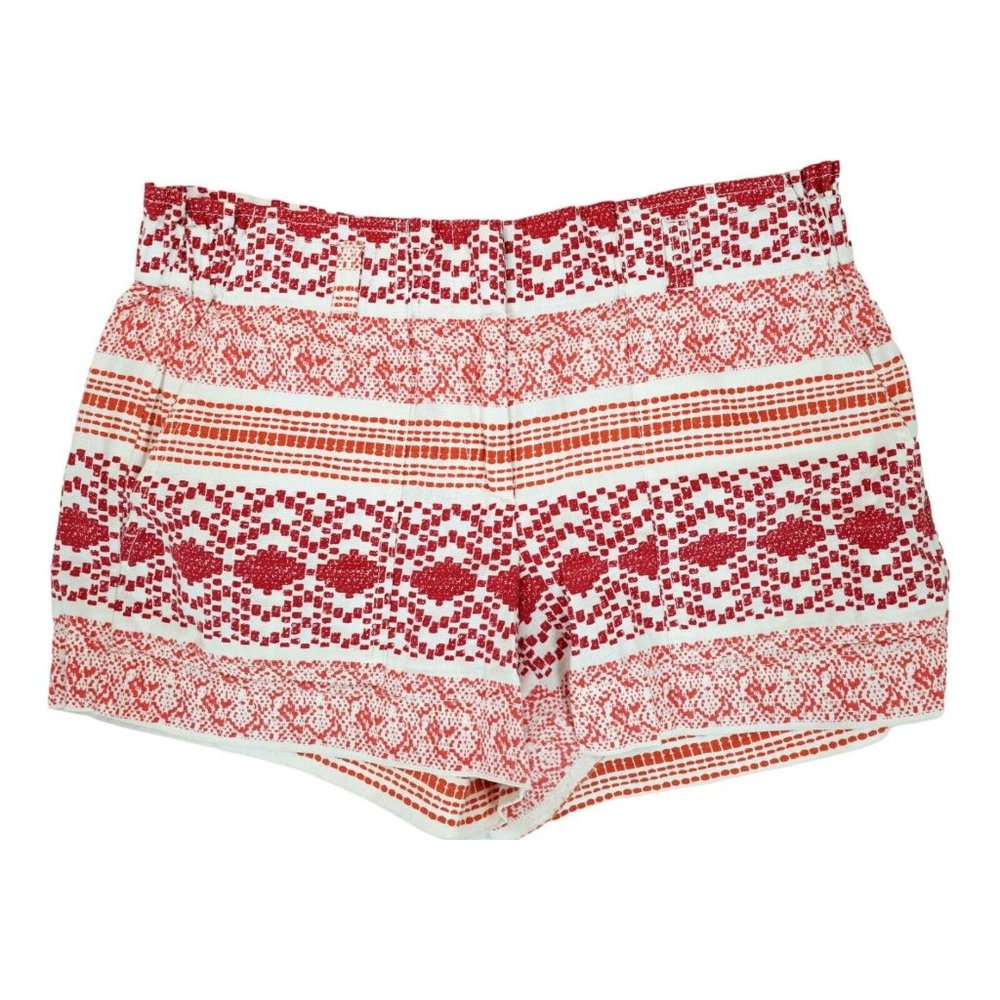 Ann Taylor Loft Womens Shorts Size 0 Red White Linen Blend in Inseam